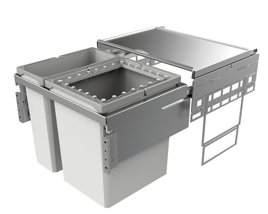 Abfallsorter COX Base 460 R/600-2 hellgrau mit 60 (1x39+1x21) Liter Volumen / Schrankbreite 60 cm / Abfalleimer /…
