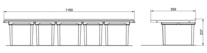Abfallsorter Cox Box 235 K / 1200-5 für 120 cm Schrankbreite / 5-fach Trennung, 45 (3x10 und 2x 7,5) Liter /… – Bild 4
