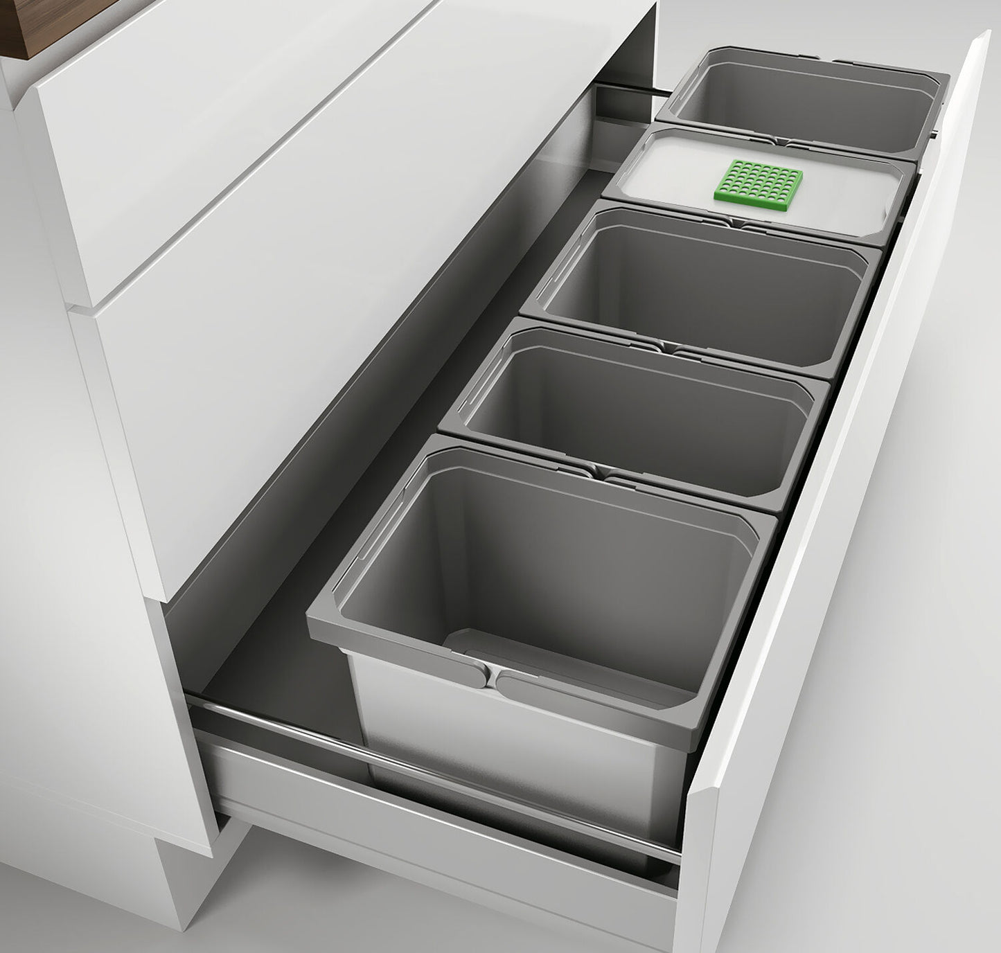 Abfallsorter Cox Box 235 K / 1200-5 für 120 cm Schrankbreite mit Biodeckel / 5-fach Trennung, 45 (3x10 und 2x 7,5)… – Bild 2