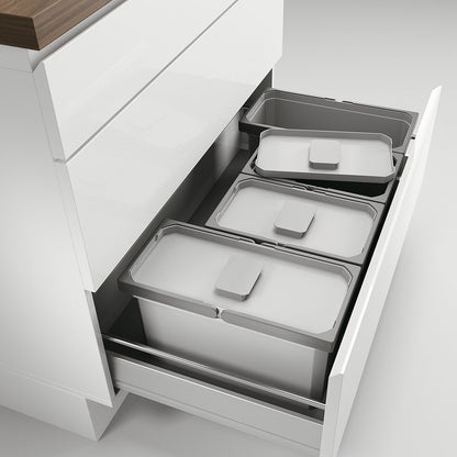 Abfallsorter Cox Box 220/900-4 hellgrau mit 4-fach Trennung für 90 cm Schrankbreite, 35 (2x10 u. 2x7,5) Liter /…