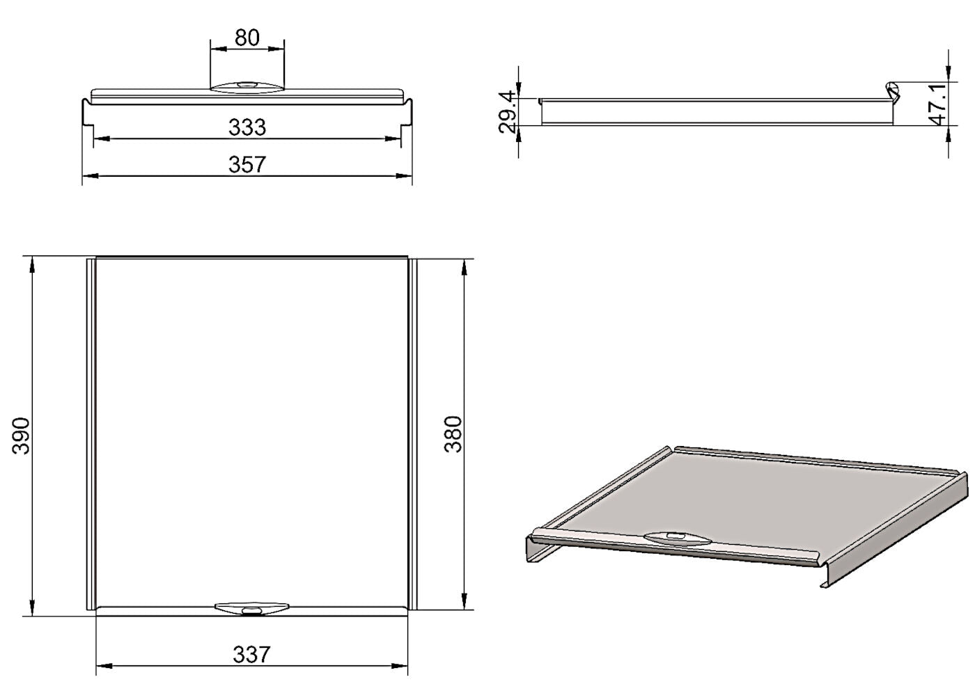 NABER 8010153 Gesamtdeckel 400 Cox® silber, 337 x 390 x 47,1 mm – Bild 2