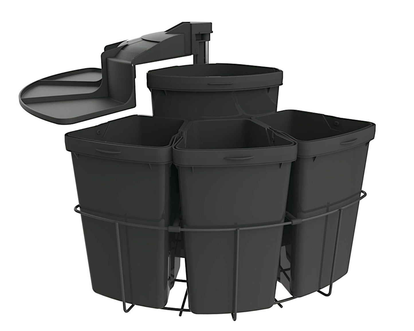 Abfallsorter CABBI-4 in ANTHRAZIT ohne Biodeckel / ab 50 cm Schrankbreite / Abfalleimer / Mülleimer / Schwenkeimer