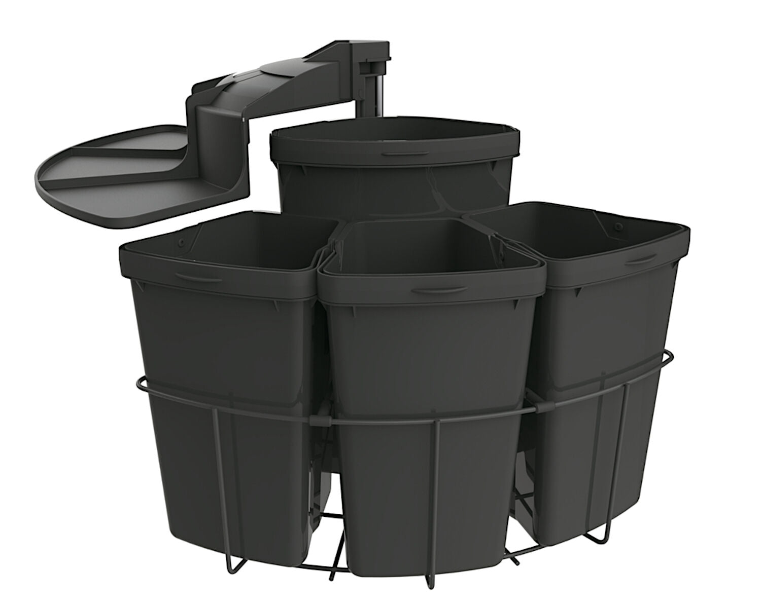 Abfallsorter CABBI-4 in ANTHRAZIT ohne Biodeckel / ab 50 cm Schrankbreite / Abfalleimer / Mülleimer / Schwenkeimer