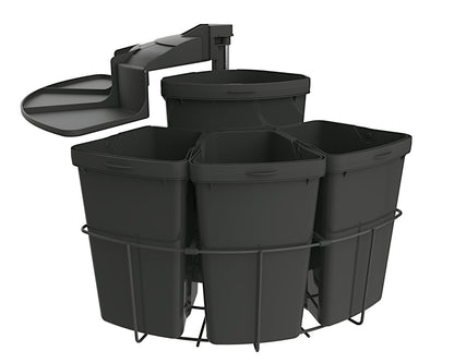 Abfallsorter CABBI-4 in ANTHRAZIT ohne Biodeckel / ab 50 cm Schrankbreite / Abfalleimer / Mülleimer / Schwenkeimer
