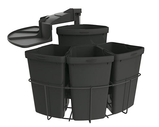Abfallsorter CABBI-4 in ANTHRAZIT ohne Biodeckel / ab 50 cm Schrankbreite / Abfalleimer / Mülleimer / Schwenkeimer