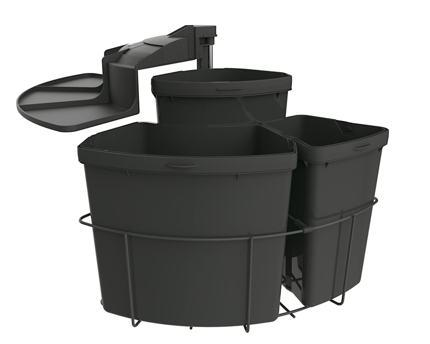 Abfallsorter CABBI-3 in ANTHRAZIT ohne Biodeckel / ab 50 cm Schrankbreite / Abfalleimer / Mülleimer / Schwenkeimer