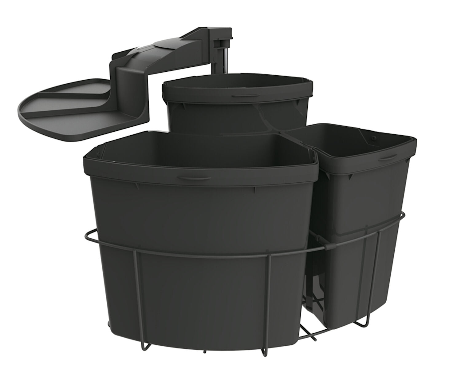 Abfallsorter CABBI-3 in ANTHRAZIT ohne Biodeckel / ab 50 cm Schrankbreite / Abfalleimer / Mülleimer / Schwenkeimer