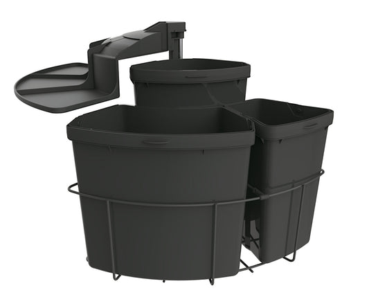 Abfallsorter CABBI-3 in ANTHRAZIT ohne Biodeckel / ab 50 cm Schrankbreite / Abfalleimer / Mülleimer / Schwenkeimer