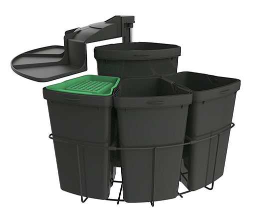 Abfallsorter CABBI-4 plus in ANTHRAZIT inkl. Bio-Deckel / ab 50 cm Schrankbreite / Abfalleimer / Mülleimer /…
