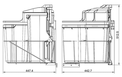 Abfallsorter CABBI-3 plus in ANTHRAZIT inkl. Bio-Deckel / ab 50 cm Schrankbreite / Abfalleimer / Mülleimer /… – Bild 4