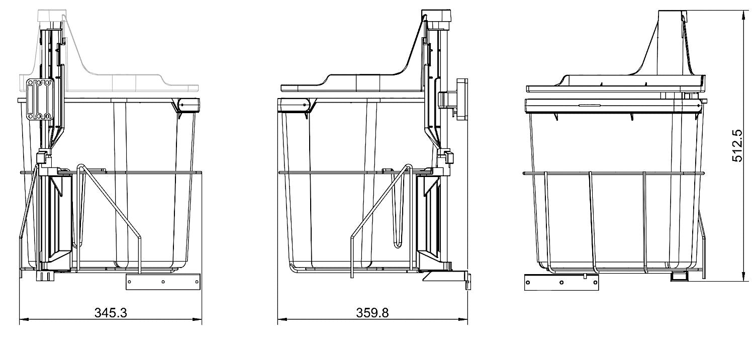 Abfallsorter CABBI Junior 1 in ANTHRAZIT mit 18 Liter Volumen / ab 40 cm Schrankbreite / Abfalleimer / Mülleimer /… – Bild 3