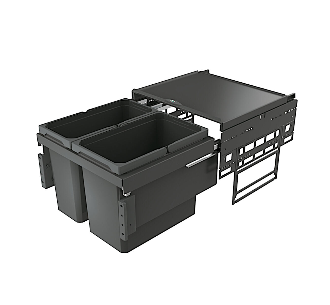 NABER Abfallsorter Cox® Base 360 S/500-2 Anthrazit mit 38 (22 + 16) Liter Volumen für 50 cm Schrankbreite