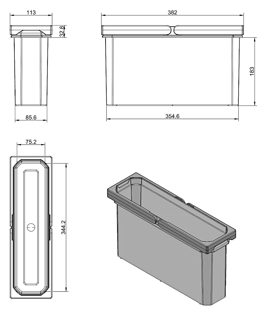COX Systembehälter 5,5 Liter in hellgrau für COX Abfallsorter / Eimer / Einsatz / Ersatzteil / Zubehör – Bild 2