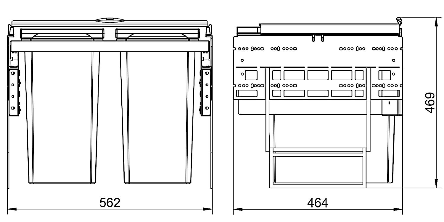 Abfallsorter COX® BASE 460 S/600-3 in HELLGRAU mit 53 (1 x 28/2 x 12,5) Liter Volumen / ab 60 cm – Bild 2