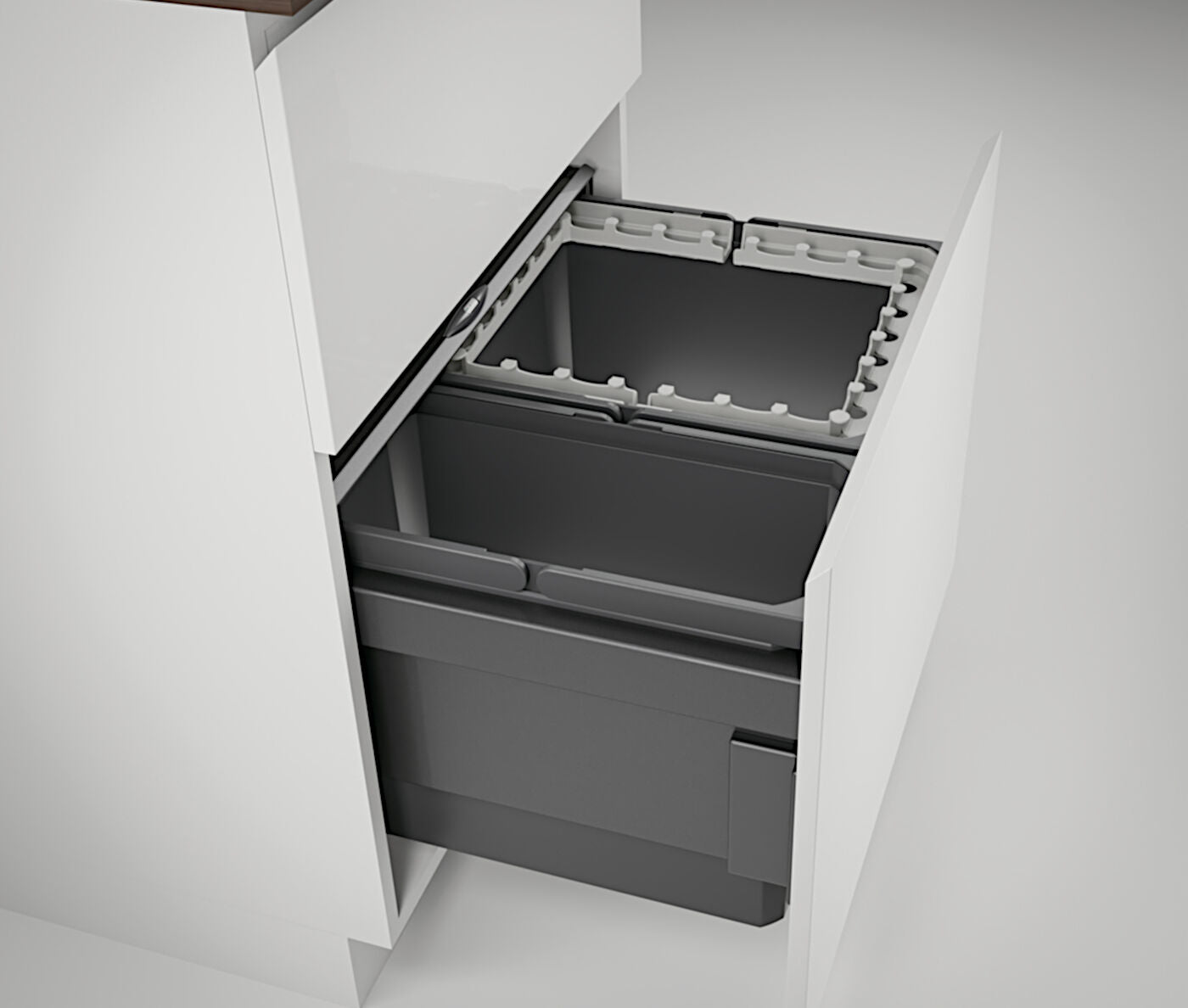NABER COX® BASE 360 R/600-2 Abfallsorter in ANTHRAZIT 45 (1x29+1x16) Liter Volumen / ab 60 cm Schrankbreite – Bild 5