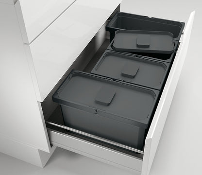 Abfallsorter Cox Box 220/900-4 Anthrazit mit 4-fach Trennung für 90 cm Schrankbreite, 35 (2x10 u. 2x7,5) Liter /…