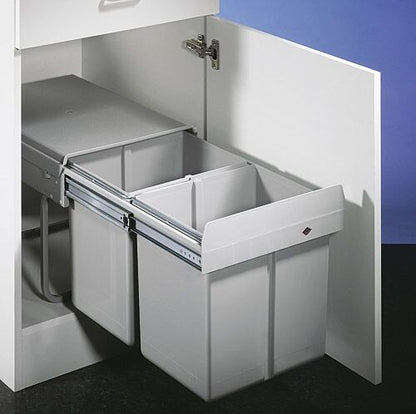 WESCO Abfallsorter 32 (2x16) Liter DOUBLE 2 DS inkl. Rollwagen DS, ab 40 cm Schrankbreite