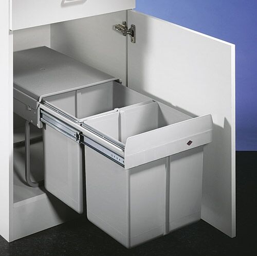 WESCO Abfallsorter 32 (2x16) Liter DOUBLE 2 DS inkl. Rollwagen DS, ab 40 cm Schrankbreite