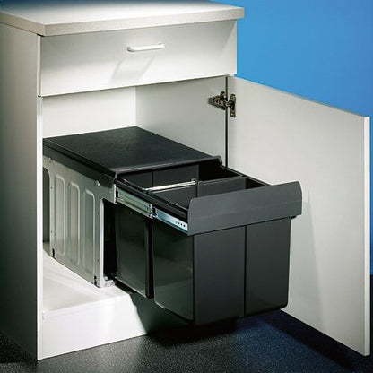 NABER Abfallsorter 32 (2x16) Liter DOUBLE MASTER 2 DS inkl. Rollwagen DS, ab 40 cm Schrankbreite