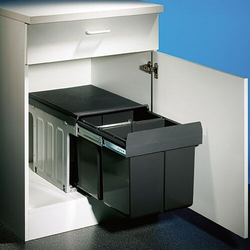 NABER Abfallsorter 32 (2x16) Liter DOUBLE MASTER 2 DS inkl. Rollwagen DS, ab 40 cm Schrankbreite
