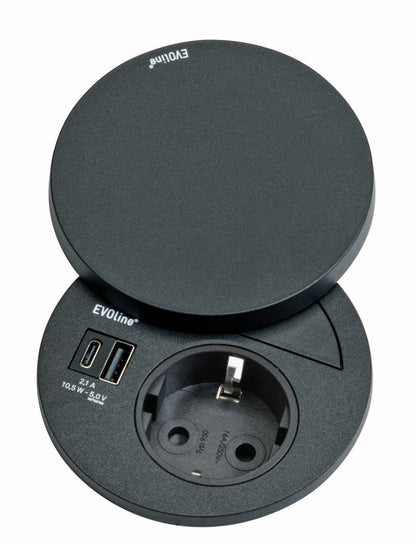 EVOLine Circle80 Hide, mit Schukosteckdose, schwarz matt