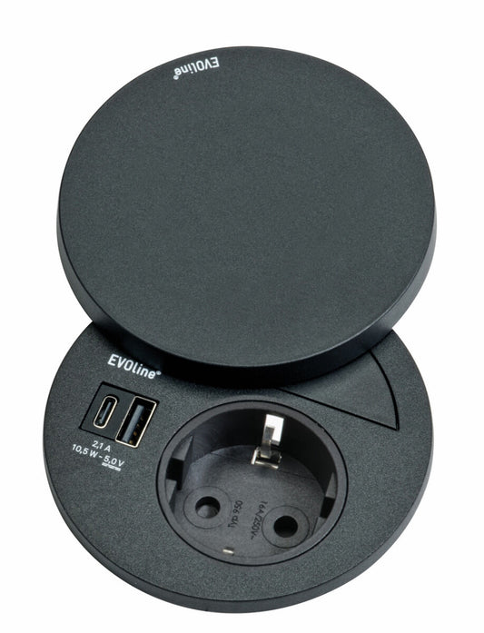 EVOLine Circle80 Hide, mit Schukosteckdose, schwarz matt