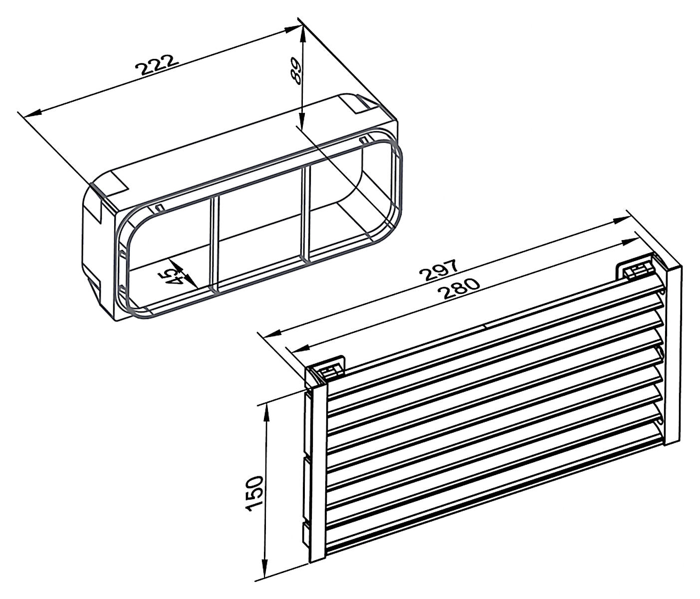 Sockel-Lüftungsgitter flow Lamellenlüftungsgitter edelstahlfarbig / COMPAIR PRIME flow® – Bild 2