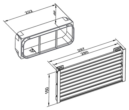Sockel-Lüftungsgitter flow Lamellenlüftungsgitter edelstahlfarbig / COMPAIR PRIME flow® – Bild 2
