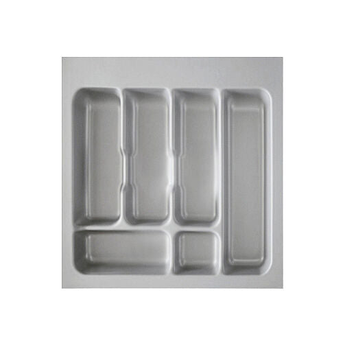 Besteckeinsatz-2, grau 50 cm (B 400-440 x T 360-440 mm) mit 6-Facheinteilung / Besteckeinsatz / Besteckkasten