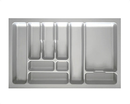 Besteckeinsatz-1, grau 80 cm (B 700-740 x T 440-490 mm) mit 10-Facheinteilung / Besteckeinsatz / Besteckkasten