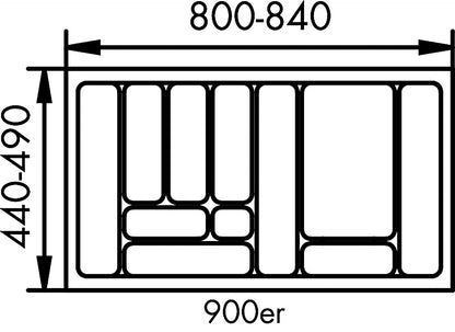 Besteckeinsatz-1 grau 90 cm (B 800-840 x T 440-490 mm) mit 11-Facheinteilung / Besteckeinsatz / Besteckkasten – Bild 2