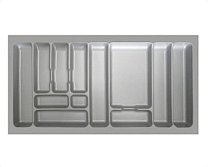 Besteckeinsatz-1, grau 100 cm (B 900-940 x T 440-490 mm) mit 12-Facheinteilung / Besteckeinsatz / Besteckkasten