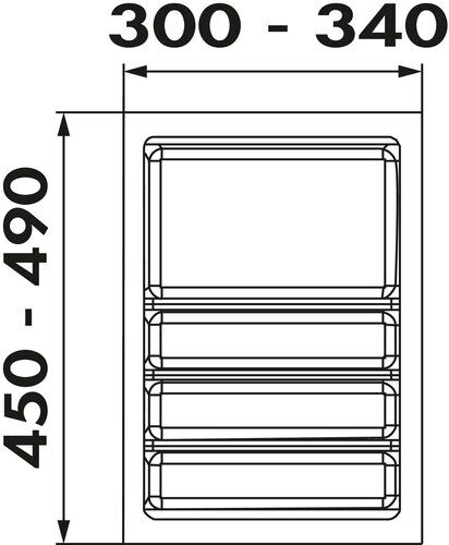 Besteckeinsatz Ordine für 40 cm Schrank, zuschneidbar (B 300-340 x T 450-490 mm), edelstahlfarbig, inkl. 1… – Bild 2