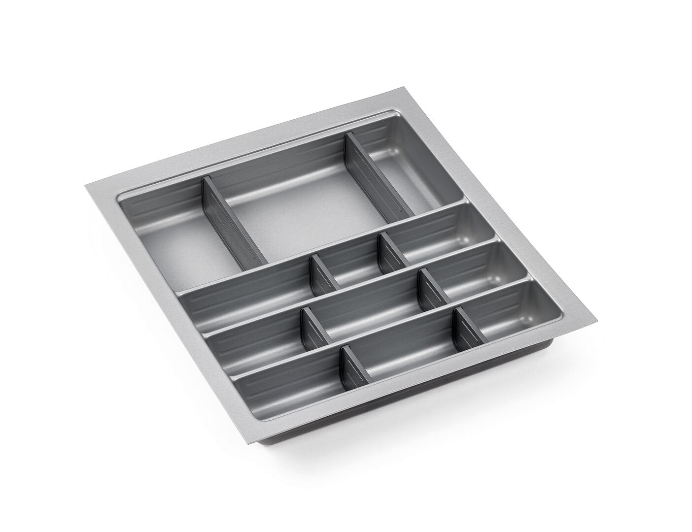 Besteckeinsatz Ordine für 60 cm Schrank, zuschneidbar (B 500-540 x T 450-490 mm), edelstahlfarbig, inkl. 2… – Bild 3