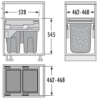 TIDY 2-fach Wäschebehälterauszug 500 mit Vollauszug und Dämpfung / HAILO Laundry-Carrier 327050 / Schrankausstattung /… – Bild 2