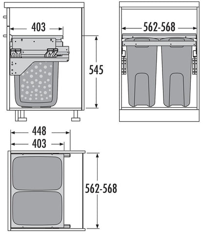 TIDY 2-fach Wäschebehälterauszug S 600 mit Vollauszug und Dämpfung / HAILO 3270-69 / Schrankausstattung / Wäschebox /… – Bild 2