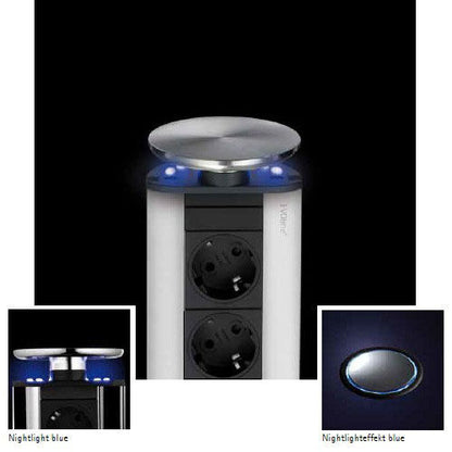 EVOLINE Port-1 LED Sonderanfertigung mit 2 Steckdosen ohne Schalter und Deckel aus Edelstahl