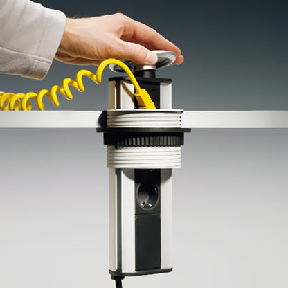 EVOLINE Port mit Edelstahldeckel - die versenkbare Energiebox mit 3 Steckdosen / Schukosteckdosen / Steckdose