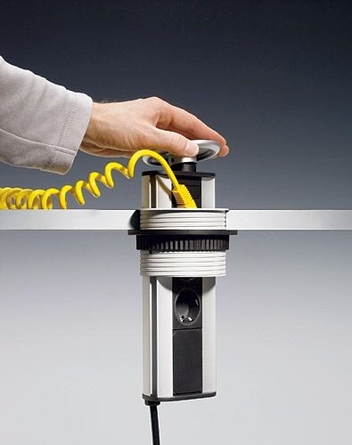 EVOLINE Port mit USB Charger - die versenkbare Energiebox mit 2 Steckdosen und Ladefunktion über 1 USB Buchse Typ A / Schukosteckdosen / Steckdose