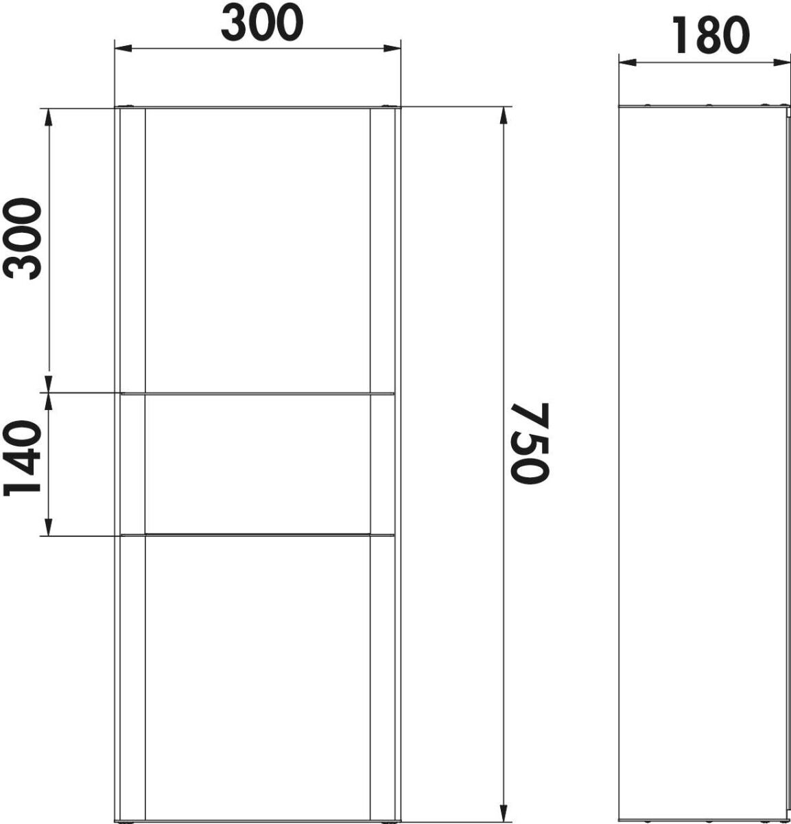 Naber 8041234 transFORM Solitärregal, 750 x 300 x 180 mm (H x B x T) für Regalsystem, schwarz matt