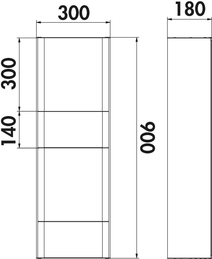 Naber 8041235 transFORM Solitärregal, 900 x 300 x 180 mm (H x B x T) für Regalsystem, schwarz matt – Bild 2