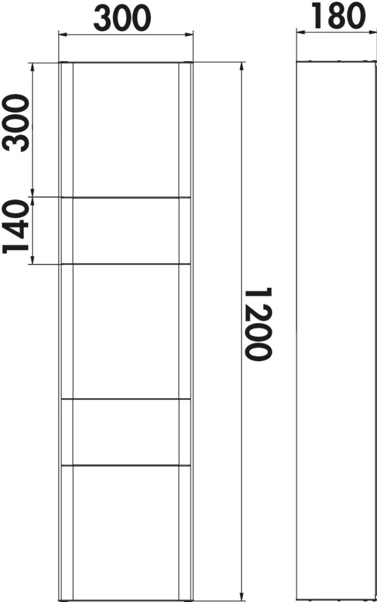 Naber 8041236 transFORM Solitärregal, 1200 x 300 x 180 mm (H x B x T) für Regalsystem, schwarz matt – Bild 2