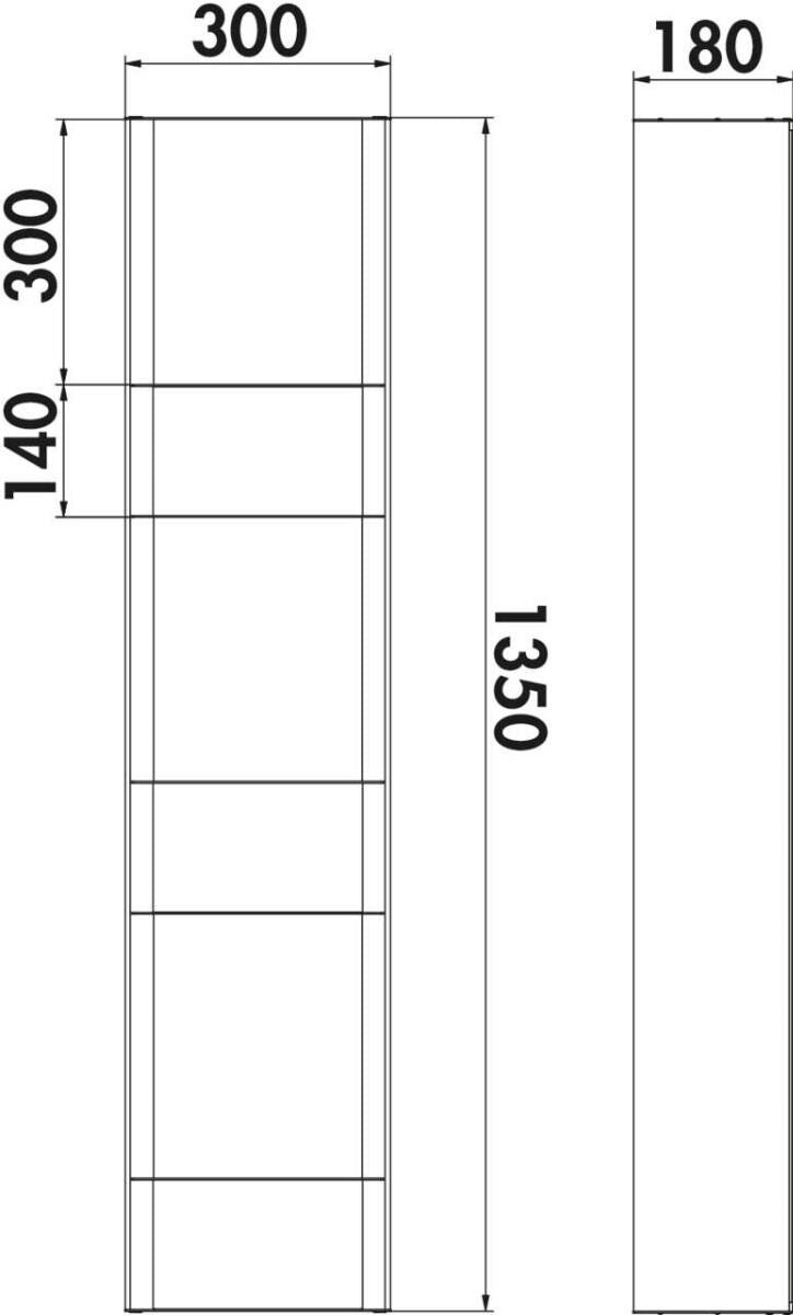 Naber 8041237 transFORM Solitärregal, 1350 x 300 x 180 mm (H x B x T) für Regalsystem, schwarz matt – Bild 2
