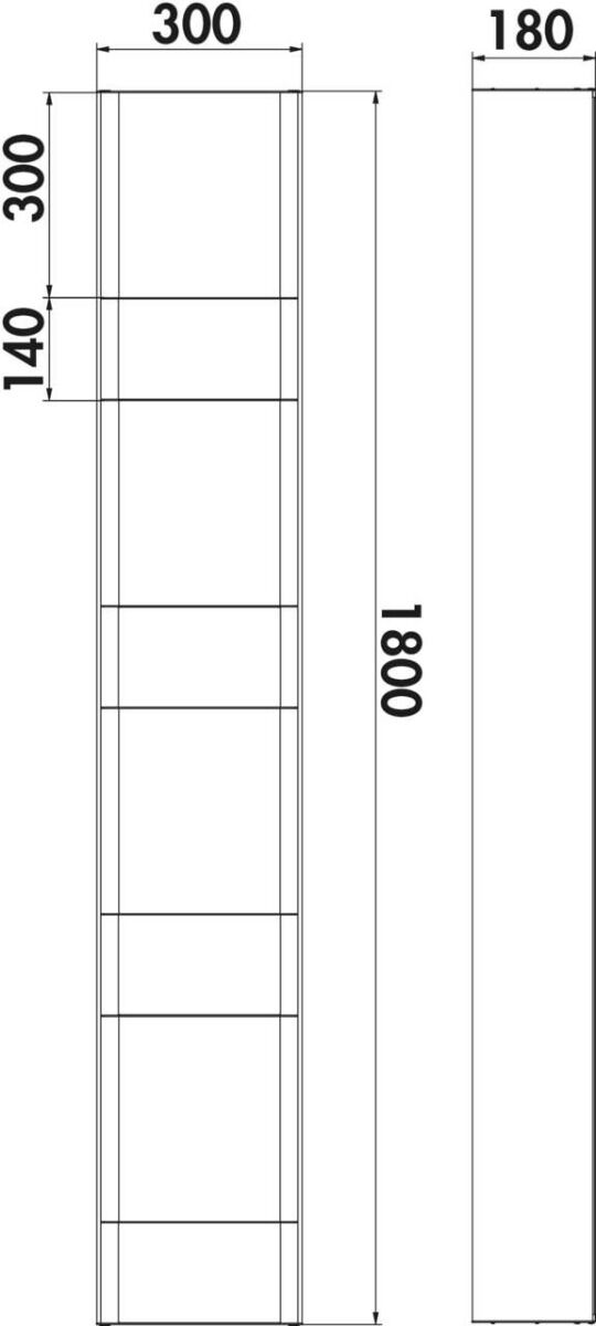 Naber 8041239 transFORM Solitärregal, 1800 x 300 x 180 mm (H x B x T) für Regalsystem, schwarz matt – Bild 2