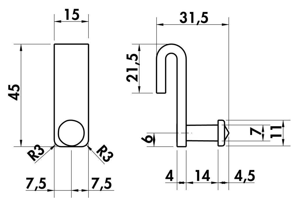 10er SET NABER 8042106 Cast Haken, Relingsystem, anthrazit – Bild 3