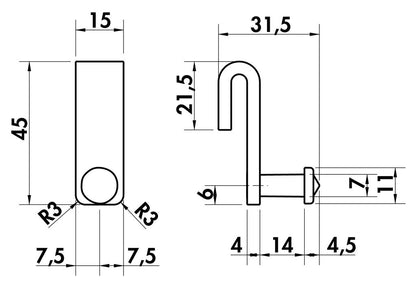 10er SET NABER 8042106 Cast Haken, Relingsystem, anthrazit – Bild 3