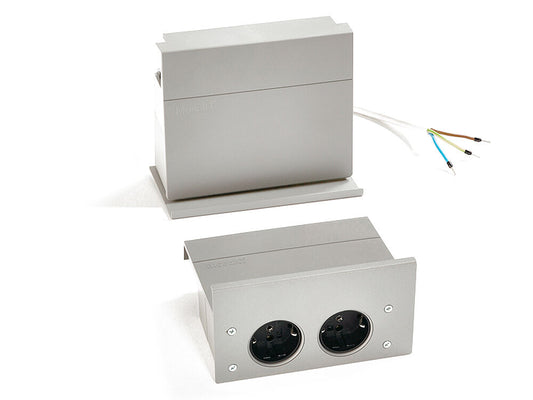 Linero MosaiQ eBoxx-Set Steckdosenanwendung in Titangrau / Steckdosen / Relingsystem / Kesseböhmer