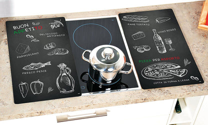 Multi - Glasschneideplatte 2er Set Ristorante / Herdabdeckplatten / Spritzschutz