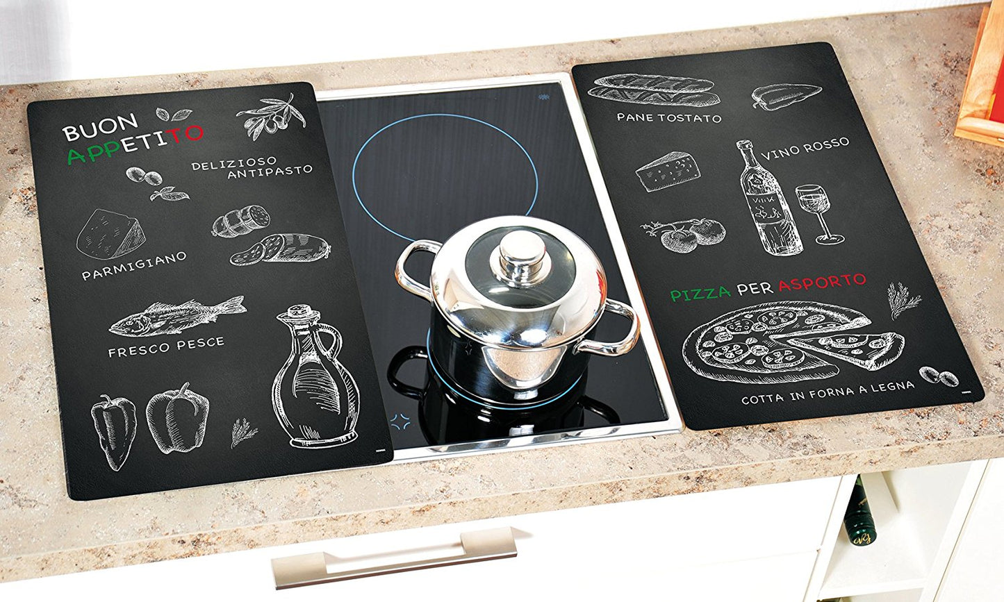 Multi - Glasschneideplatte 2er Set Ristorante / Herdabdeckplatten / Spritzschutz