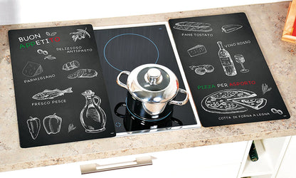 Multi - Glasschneideplatte 2er Set Ristorante / Herdabdeckplatten / Spritzschutz
